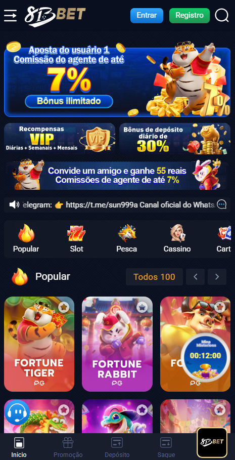 813bet.com Convide um Amigo e Ganhe R$55 + 7% Comissão